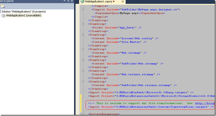 public me ityson visual studio xml file transformation not just