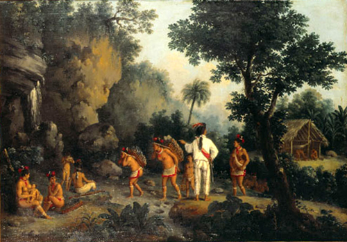 Índios atravessando um riacho de Jean Baptiste Debret (1768-1848) (cromo). © Museu de arte de São Paulo Assis Chateaubriand.