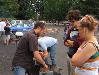 Wess prepping the barbeque at Camas Friends Church