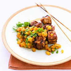 Chili-Rubbed Pork Kebabs with Pineapple Salsa