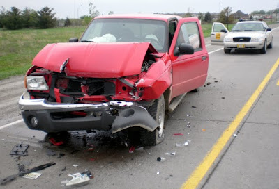 The driver of this vehicle was uninjured in Monday's accident in Pella