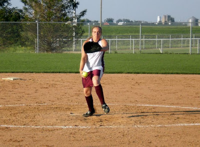 Paige Blom winds up for the pitch