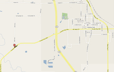 Location of motorcycle accident southwest of Pleasantville