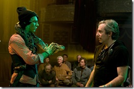 (L-R) Patrick Fugit and Director/Producer/Writer Paul Weitz on the set of Cirque du Freak: The Vampire's Assistant. 