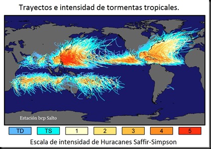 Trayectoria de todos los ciclones tropicales de la historia