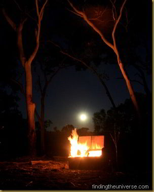 Outback campfire with moon rise - Northern Territory - Australia Outback campfire with moon rise - Northern Territory - Australia