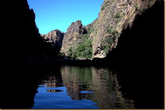 Water reflections on ride to Twin Falls