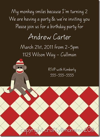 sock monkey invite