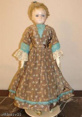 Antique doll reinforced wax French Fashion paperweight eyes 1880s 1890s