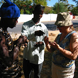 066 May 2005 Namibia Outjo Michelle with salesmen.JPG
