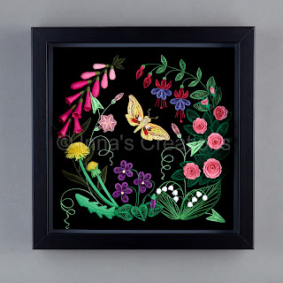 Quilled flowers, framed