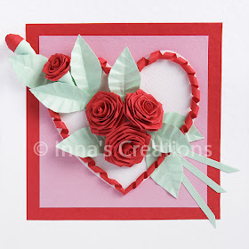 Folded roses on a Valentine card