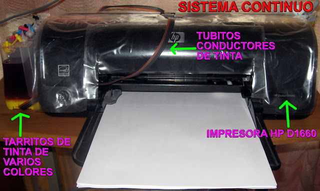 Burbujas de aire sistema continúo de tinta de una hp D1660 Burbujas de aire sistema continúo de tinta de una hp D1660
