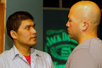 Quién es muy macho? Rob Dario and Michael Uy Kelly as Justin Kim and Evan Cho in the world premiere of Macho Bravado by Alex Park. Photo by Conrad Corpus.