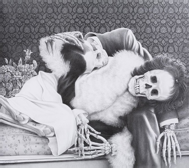 Black and White Gothic skeleton drawing and illustration Black and White Gothic skeleton drawing and illustration