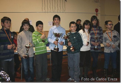 Podio final de alevines. En el centro, Buetas, Ereza y Ballarín junto al resto de premiad@s. 