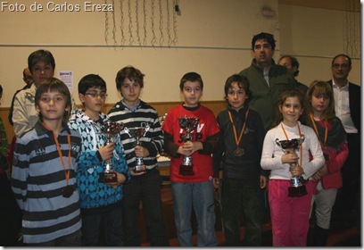 Podio de los premiados en categoría benjamín.