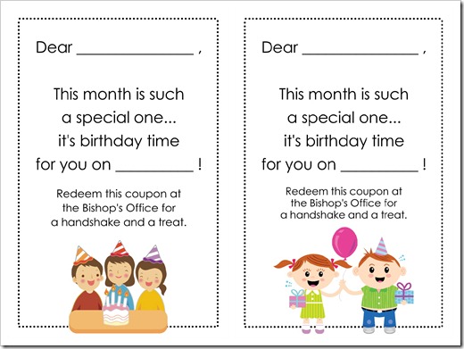 LDS Primary Birthday Cards