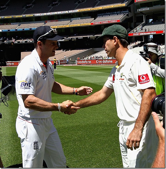 Andrew Strauss & ricky ponting in ashes series 2011