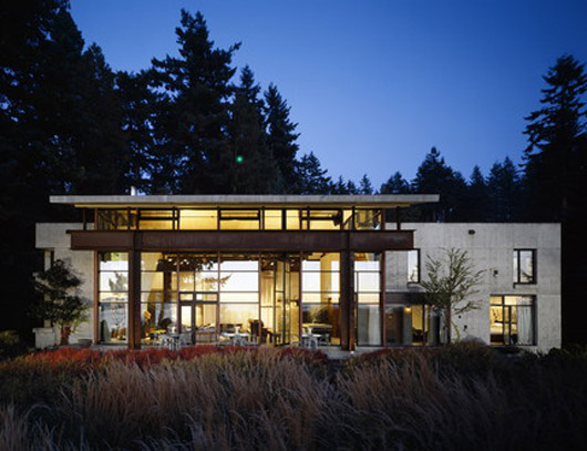 Curved Roof Modern House Design And Studio Glass Wall glass wall modern house design ideas