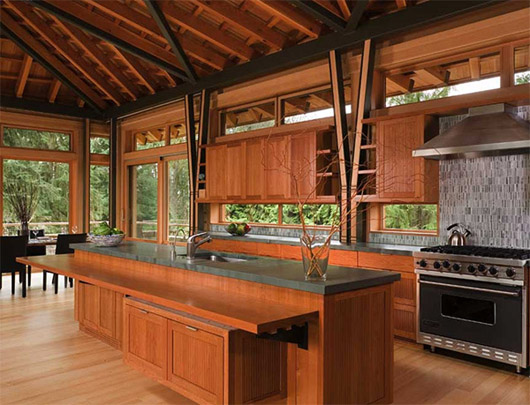 luxury wooden house interior kitchen design