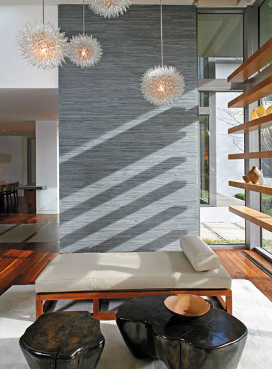modern interior design with pendant light