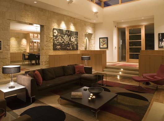 Contemporary and Traditional Stone Home Design modern stone home design living room