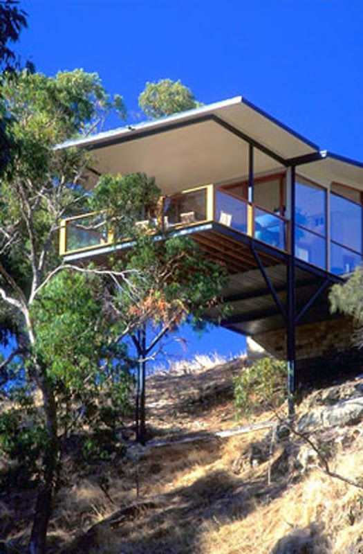 Curved Pavilion Design Home Architecture With Sandstone Walls - Exterior modern home architecture design sandstone wall