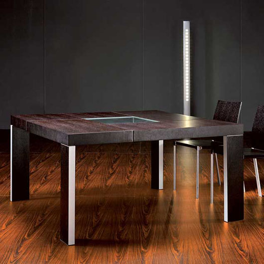 modern large square wooden dining table