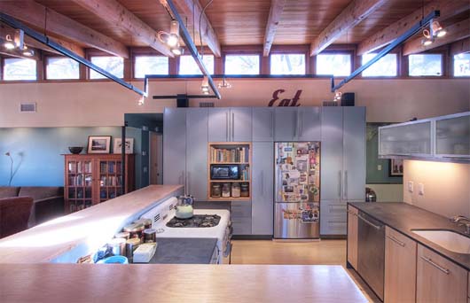 Modern Interior Kitchen Decorating With Opens To The Backyard