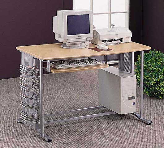 modern aluminium and wooden design computer desk
