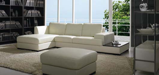 Contemporary White Leather Sofa Design With Ottoman Included Contemporary White Leather Sofa Design With Ottoman Included