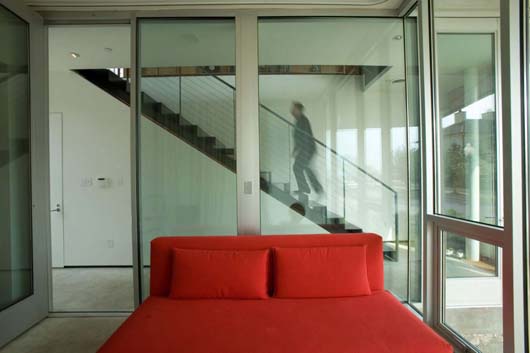 Three Story Residence Design Modern Bedroom Decorating modern bedroom design with glass wall