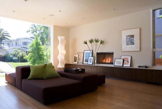 wooden floors interior family room with fireplace