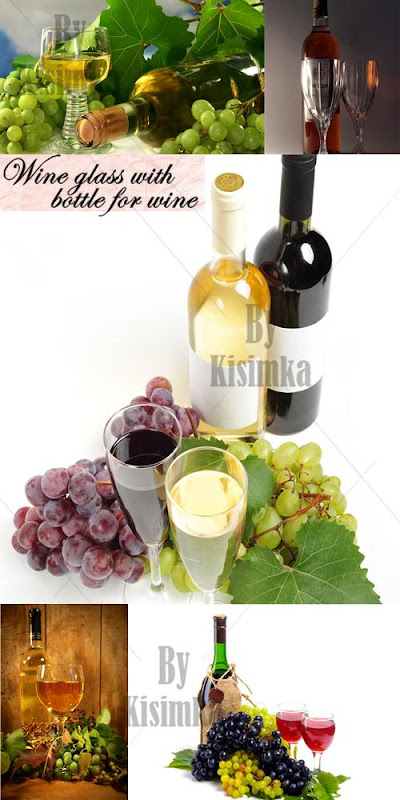 Stock Photo: Wine glass with bottle for wine