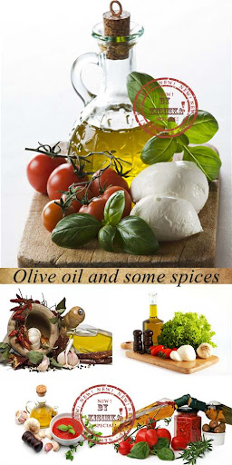 Stock Photo: Olive oil and some spices