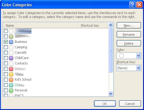 Outlook Categories
