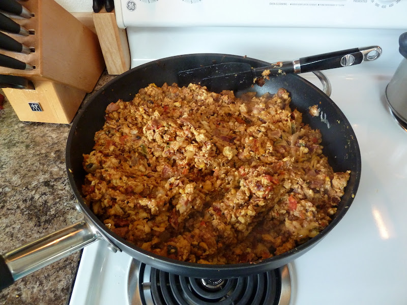 Breakfast Burrito Mix of Veges, Meat, and Spices