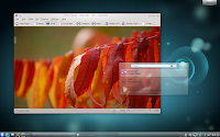 Escritorio KDE Plasma, Gwenview y KRunner en versión 4.6