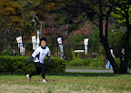 A Japanese player makes a through