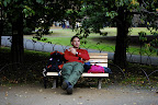 Jason eating a sandwich at his leisure in Shinjuku Gyoen