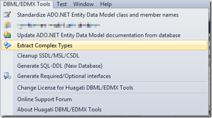 EDMX Tools menu in VS2010