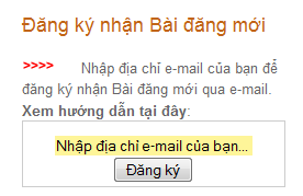 Cách đăng kí nhận Bài  đăng mới qua e-mail