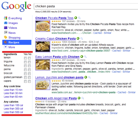 google recipe search