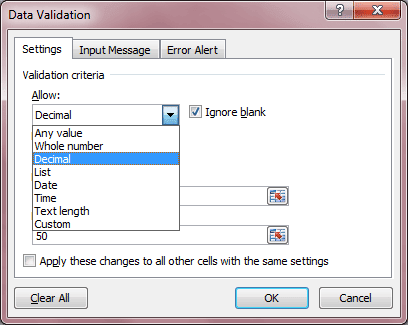 Data Validation Criteria Data Validation All Criteria