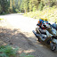 Motorcycle on gravel forest road Motorcycle on gravel forest road