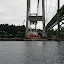 Passing under new bridge
