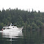 Boat passing Whisper in Drayton Passage