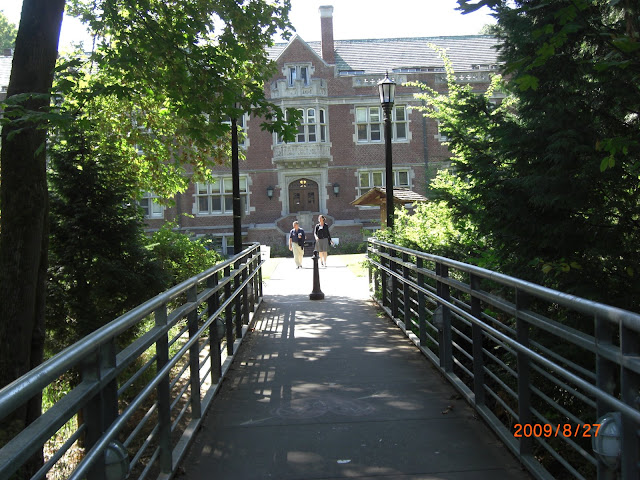 This is a view from the bridge looking at one of the dorms.