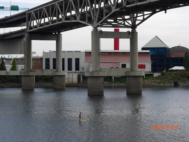 River front in downtown Portland...See the kyacker, and the submarine....?